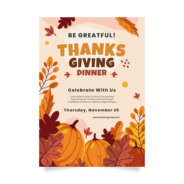 Hand drawn thanksgiving vertical poster template