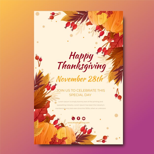 Hand drawn thanksgiving vertical poster template