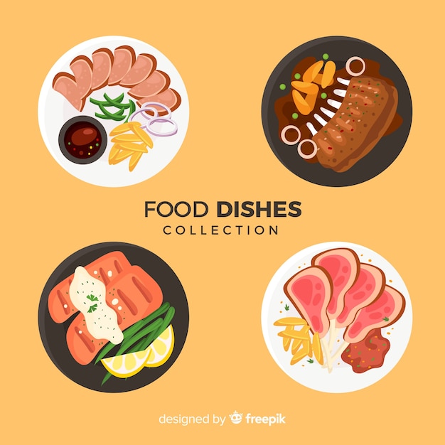 Free Vector hand drawn top view dishes