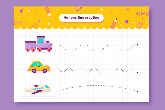 Hand drawn tracing worksheet template