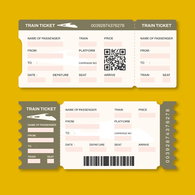Free vector hand drawn train ticket template