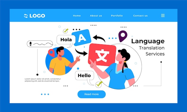 Free Vector hand drawn translation services landing page