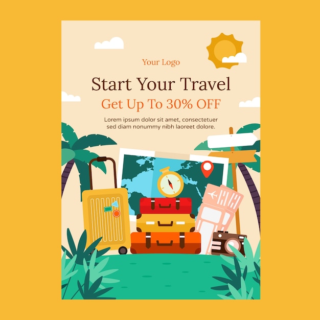 Free vector hand drawn travel agency poster