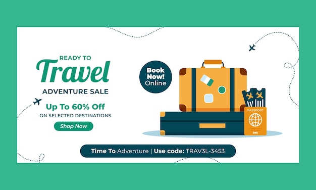 Hand drawn travel agency sale banner