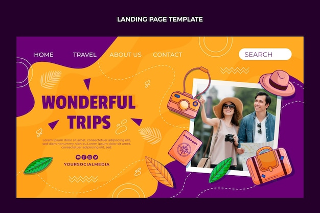 Free Vector hand drawn travel landing page