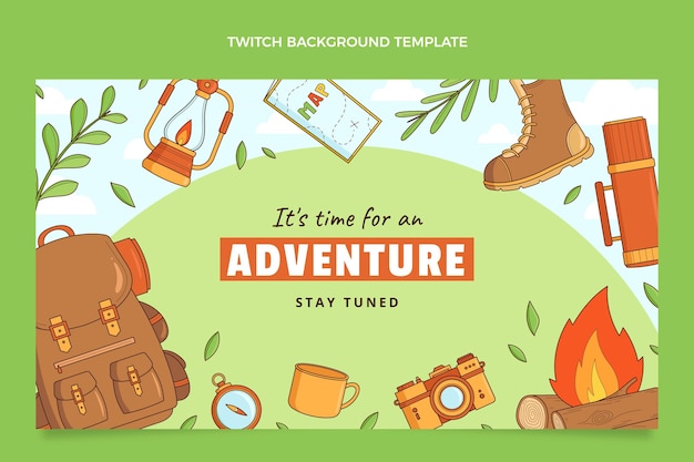 Free Vector hand drawn travel twitch background