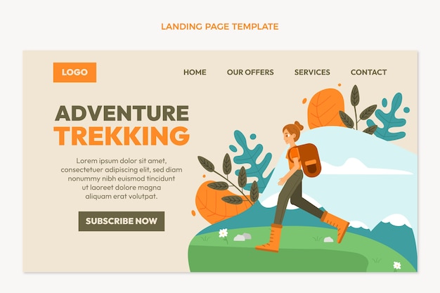 Free Vector hand drawn trekking landing page