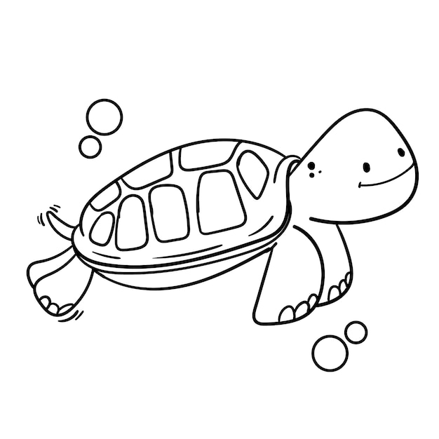 Hand drawn turtle outline illustration