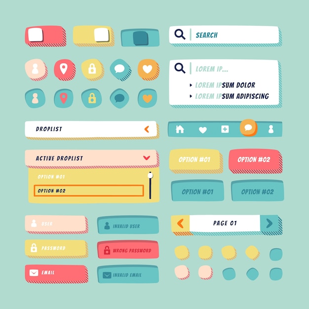 Free vector hand drawn ui kit collection