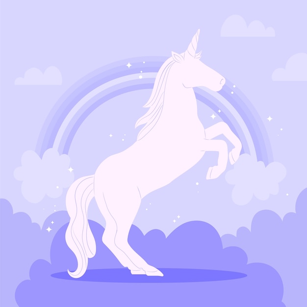 Hand drawn unicorn silhouette illustration