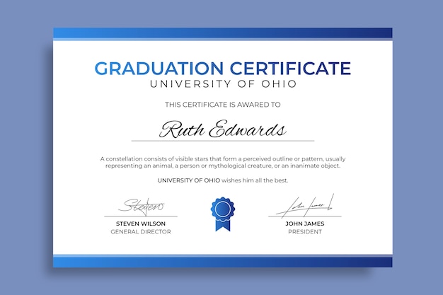 Hand drawn university certificate template