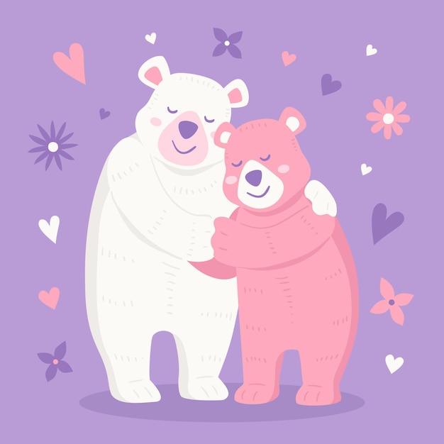 Free Vector hand drawn valentine's day animal couple