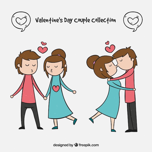 Free Vector hand drawn valentine's day couple collection