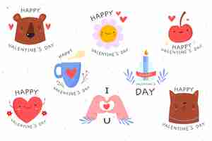 Free vector hand drawn valentine's day label pack