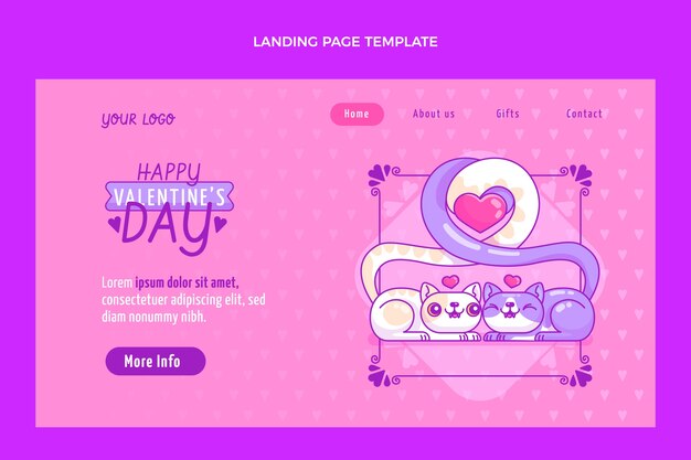 Hand drawn valentine's day landing page template