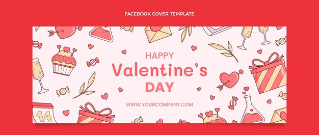 Hand drawn valentine's day social media cover template