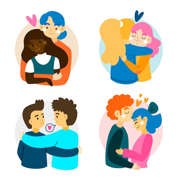 Free Vector hand drawn valentines day couple collection