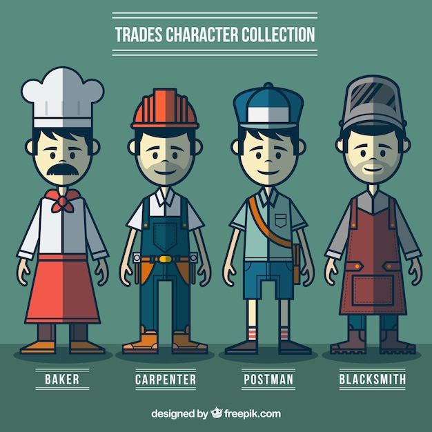 Free Vector hand drawn variety of workers