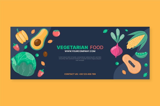 Hand drawn vegetarian food facebook cover