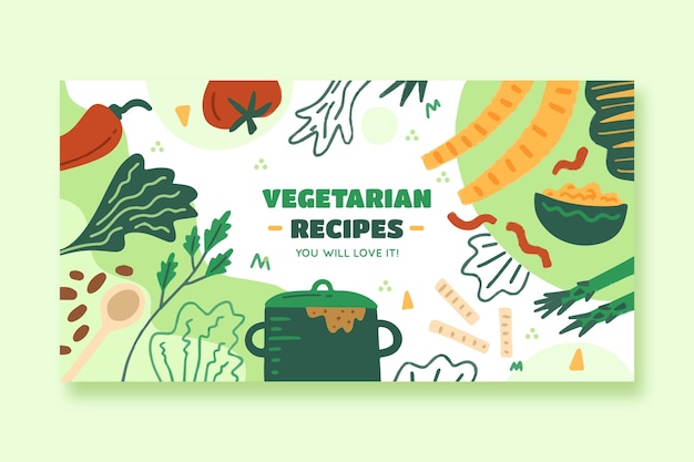 Hand drawn vegetarian recipes facebook post