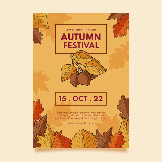 Hand drawn vertical autumn flyer template