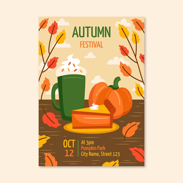 Free Vector hand drawn vertical autumn poster template