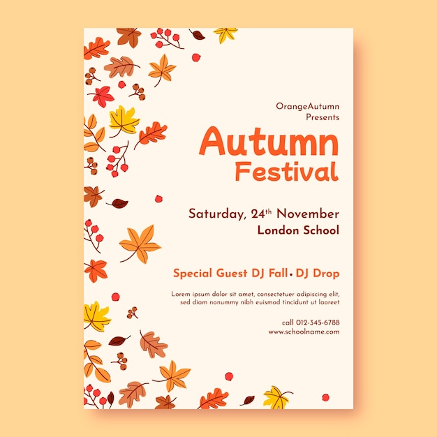 Hand drawn vertical poster template for autumn