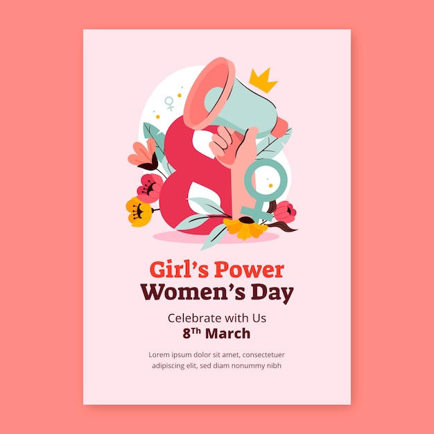 Free Vector hand drawn vertical poster template for international women's day celebration