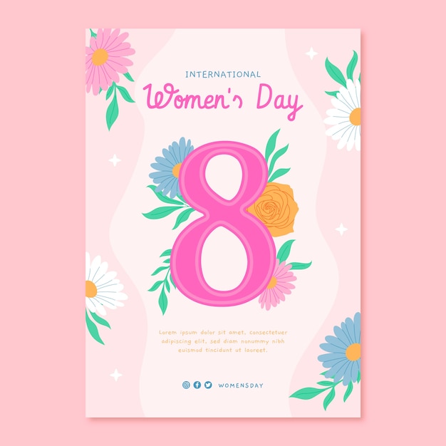 Free Vector hand drawn vertical poster template for women's day celebration