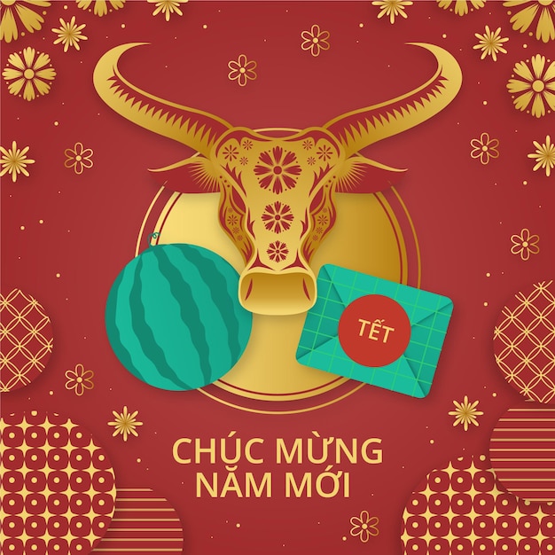 Free Vector hand drawn vietnamese new year