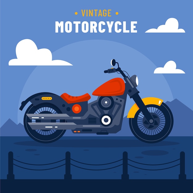 Free Vector hand drawn vintage motorcycle illustration