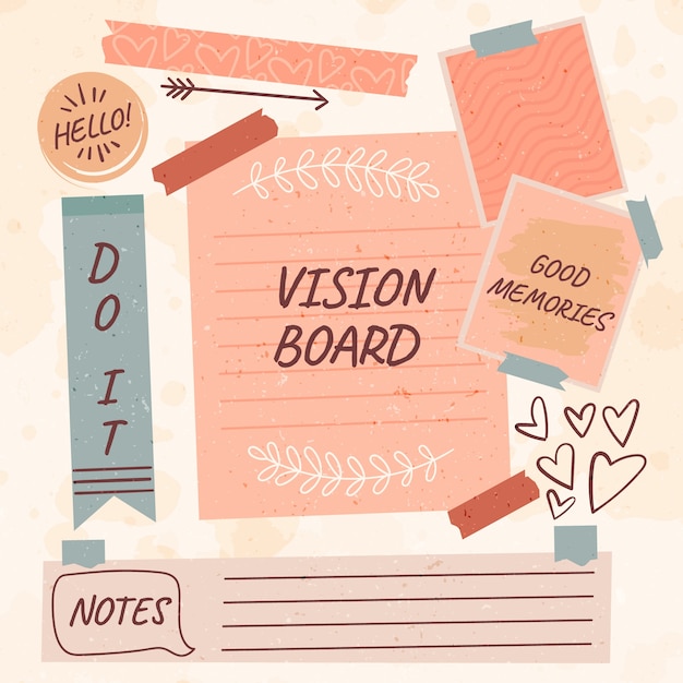 Hand drawn vision board illustration