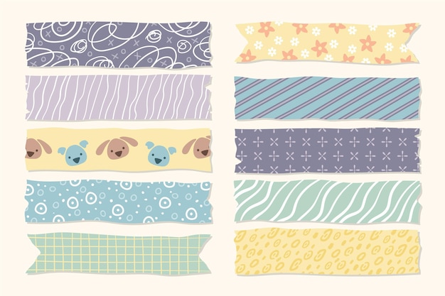 Free Vector hand drawn washi tape collection