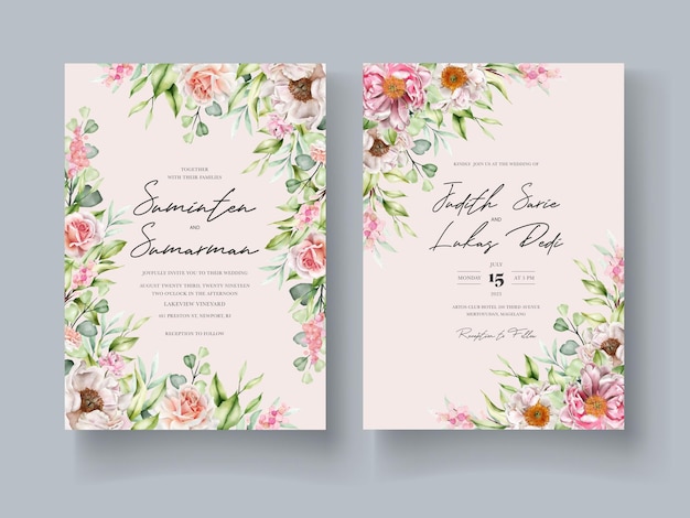 Free Vector hand drawn watercolor floral invitation card