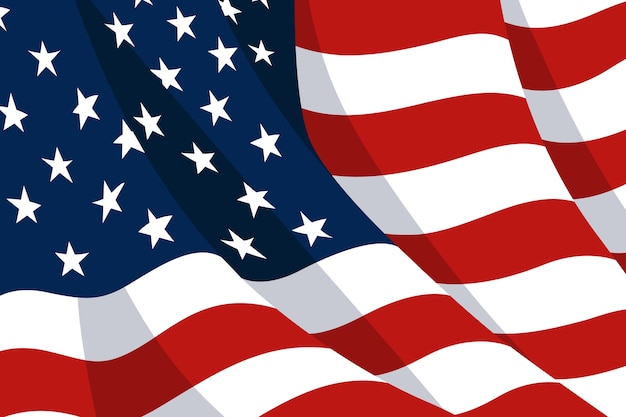 Hand drawn waving american flag background