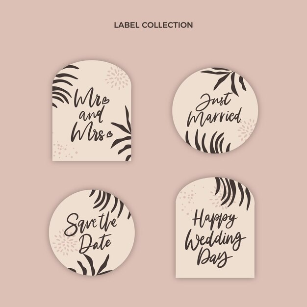 Hand drawn wedding badges