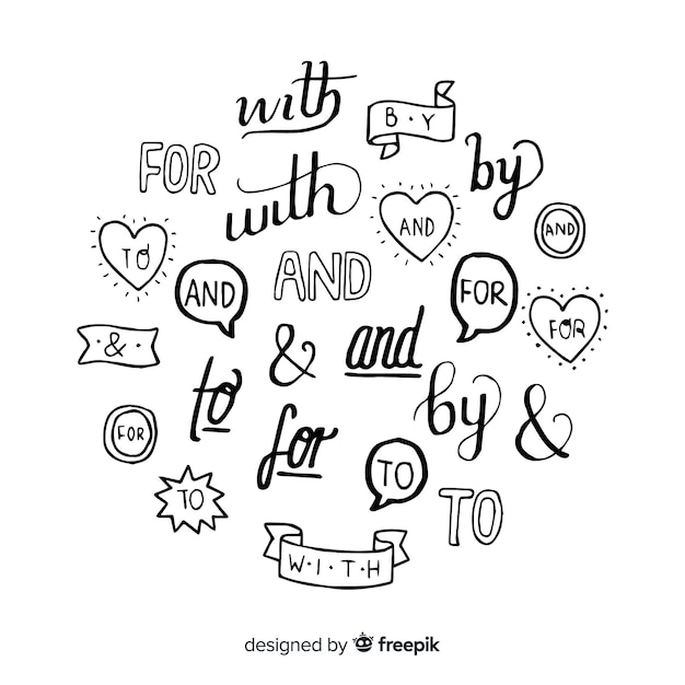 Hand drawn wedding catchwords