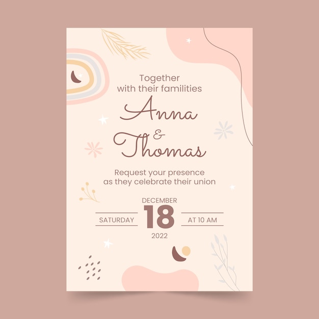 Free Vector hand drawn wedding celebration poster template