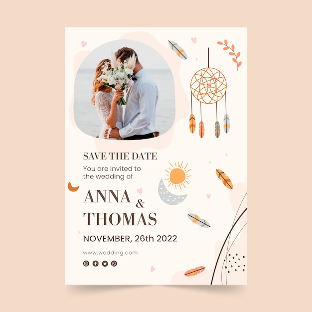 Free Vector hand drawn wedding celebration poster