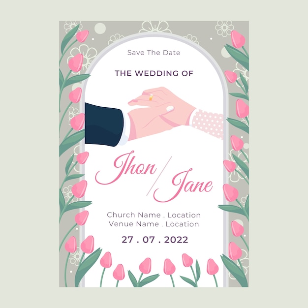 Free Vector hand drawn wedding celebration poster