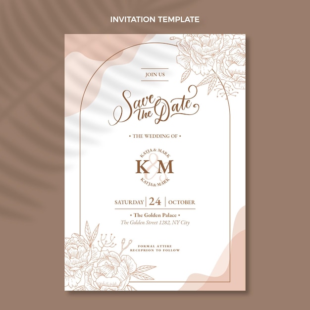 Free vector hand drawn wedding invitation