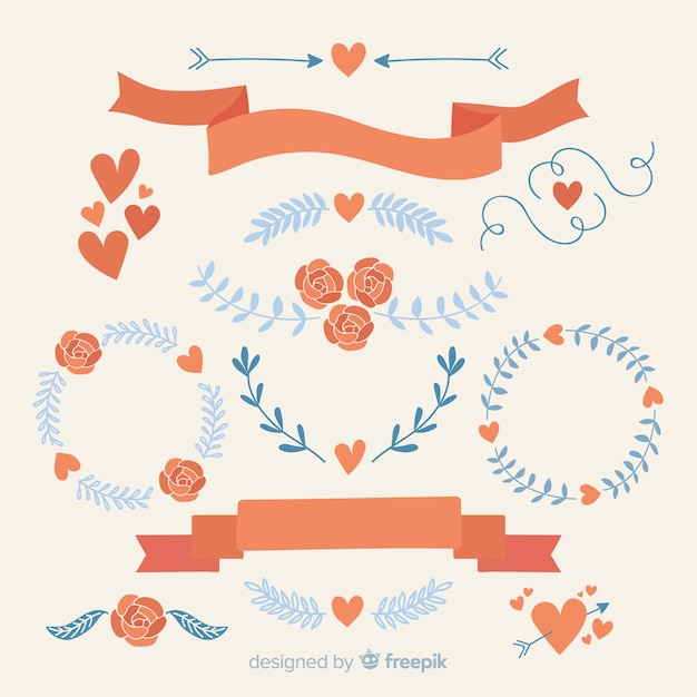 Free Vector hand drawn wedding ornament collection