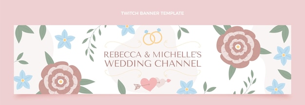 Free Vector hand drawn wedding twitch banner