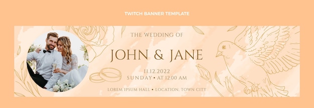 Free Vector hand drawn wedding twitch banner