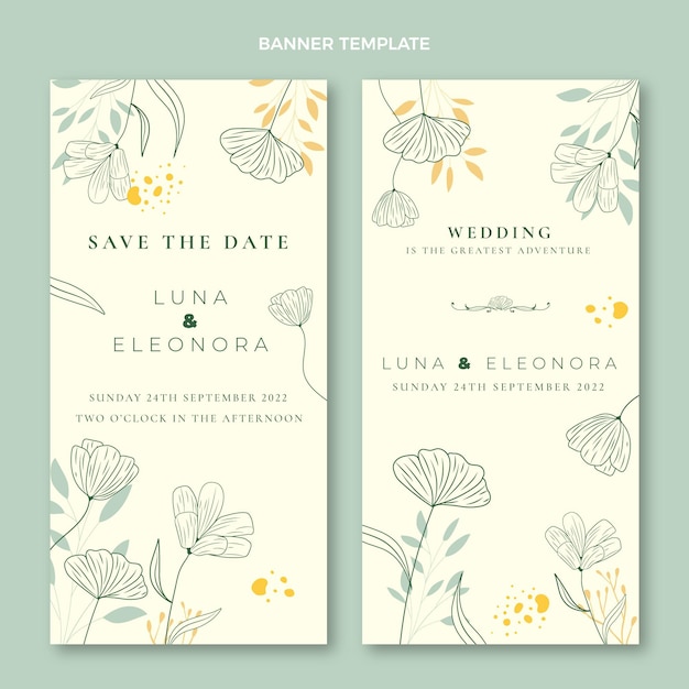 Free Vector hand drawn wedding vertical banners set