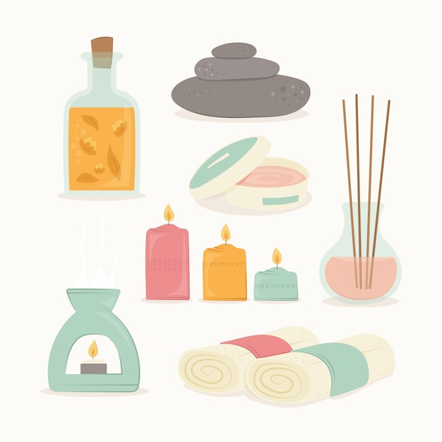 Free Vector hand drawn wellness and spa elements