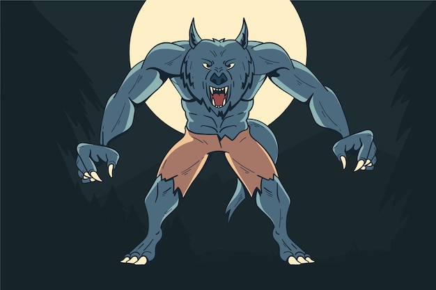 Free Vector hand drawn werewolf illustration