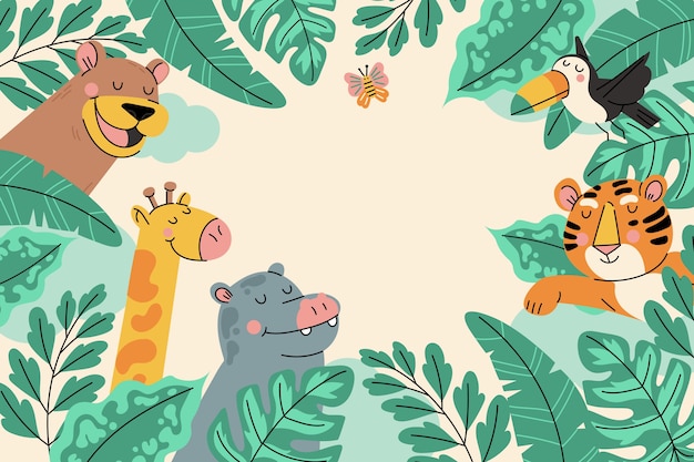 Free Vector hand drawn wildlife background