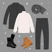 Free vector hand drawn winter clothes and essentials collection