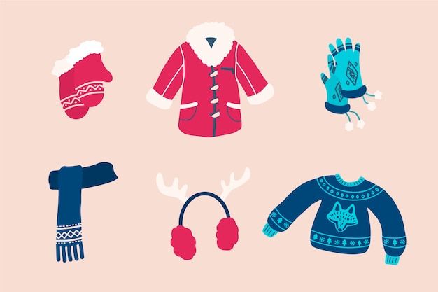 Free Vector hand drawn winter clothes and essentials